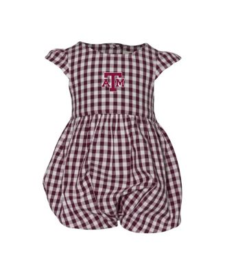 Garb - Baby Boys and Girls Maroon Texas A M Aggies Cara Gingham Ruffled Bodysuit