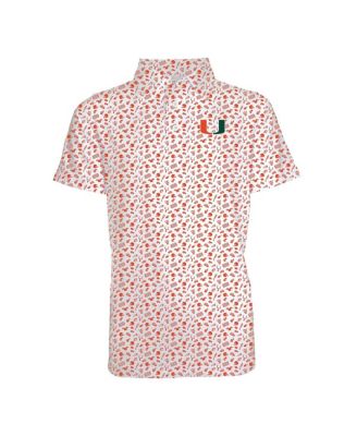 Garb - Big Boys and Girls Orange Miami Hurricanes Tom Allover Print Performance Polo Shirt