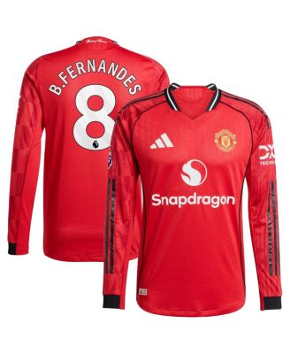 adidas - Men's Bruno Fernandes Red Manchester United Home 2025/26 Authentic Player Long Sleeve Jersey