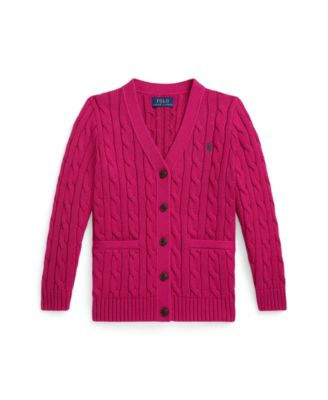 Girls' 2T-6X Cable V-Neck Cardigan