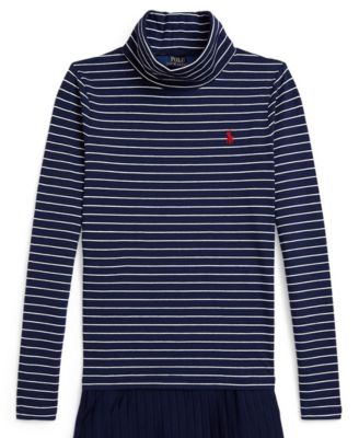 Girls' 7-16 Striped Turtleneck Dress