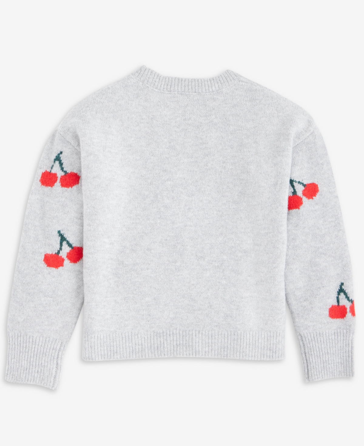 Cece Girls 7-16 Crewneck Cherries Pullover Sweater In Gray