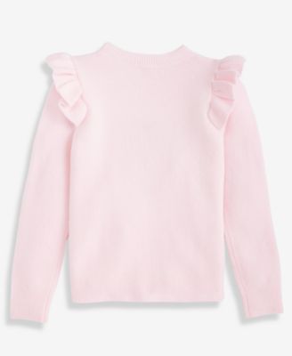 Girls 7-16 Ruffled-Trim Sequin-Heart Pullover Sweater 