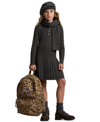 Girls' 7-16 Mini-Cable Long Sleeve Sweater Dress