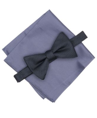 Alfani - Men's 2-Piece Dune Herringbone Bow Tie and Pocket Square Set