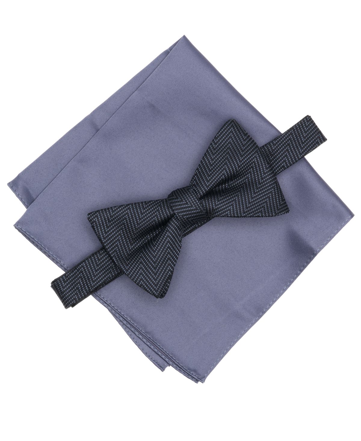 Мужской комплект из галстука-бабочки в елочку и квадратного кармана 