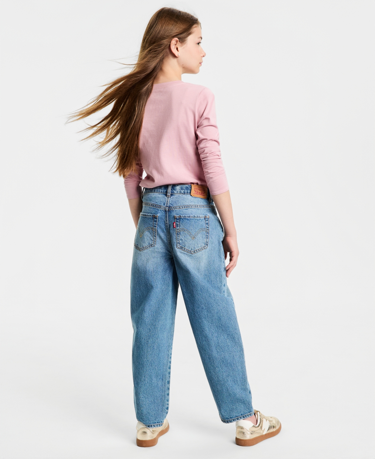 Levi's Big Girls High Rise Baggy Barrel Jeans In Blue