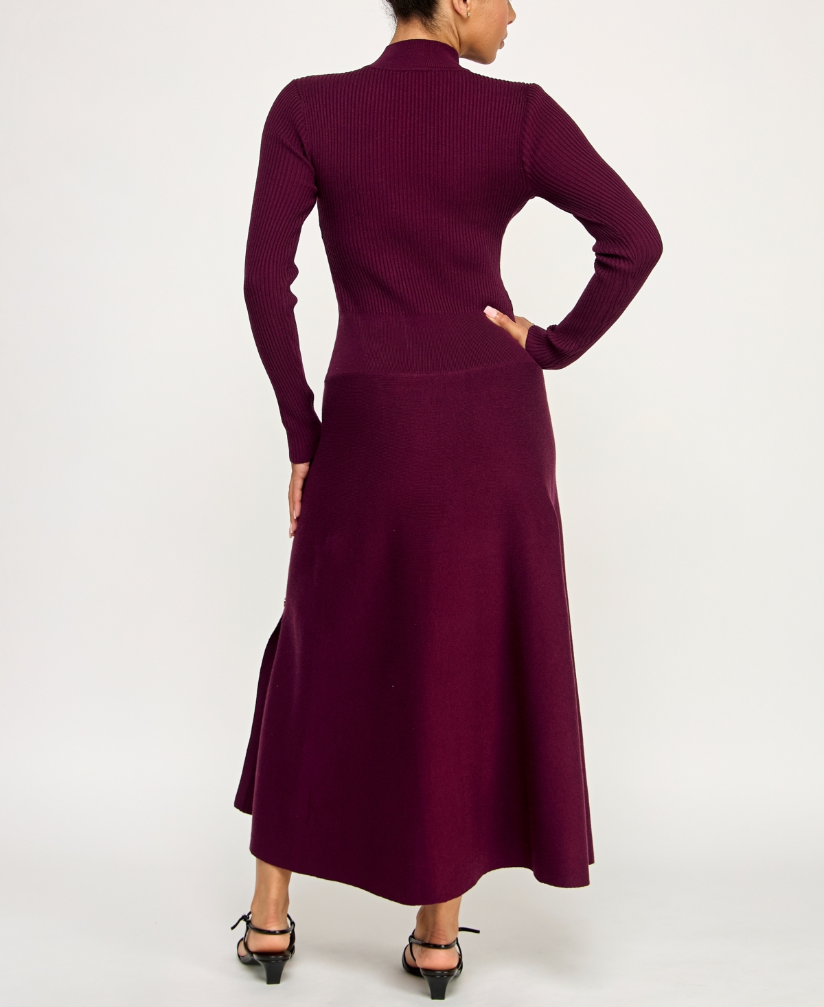 Invitee Women's Long Sleeve Fit & Flare Sweater Dress In Purple