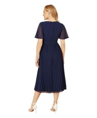 Women's Sequin Embellished Pleated Midi Dress