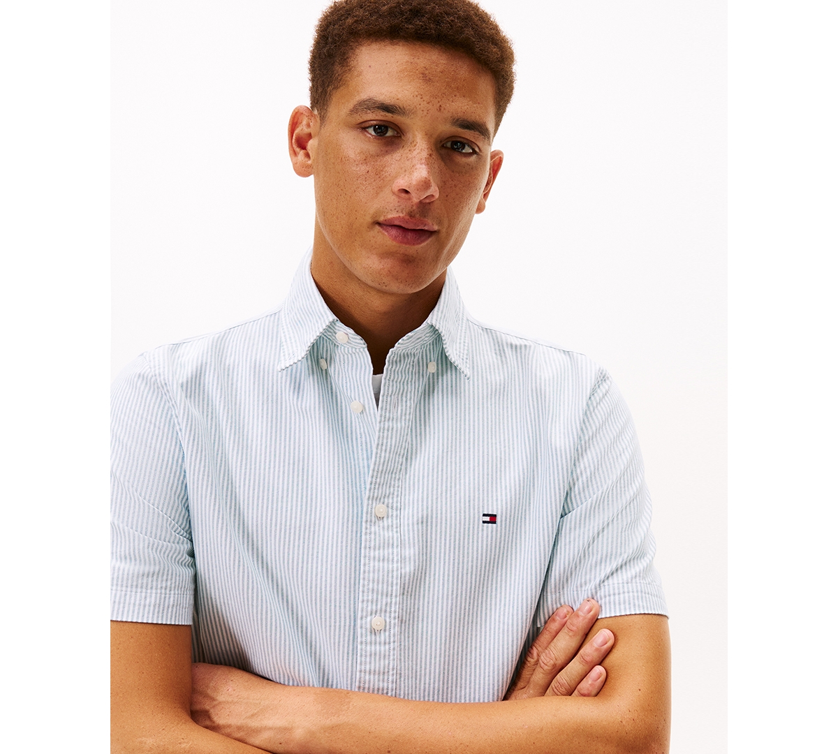 Tommy Hilfiger Men's Heritage Oxford Short Sleeve Shirt In Blue