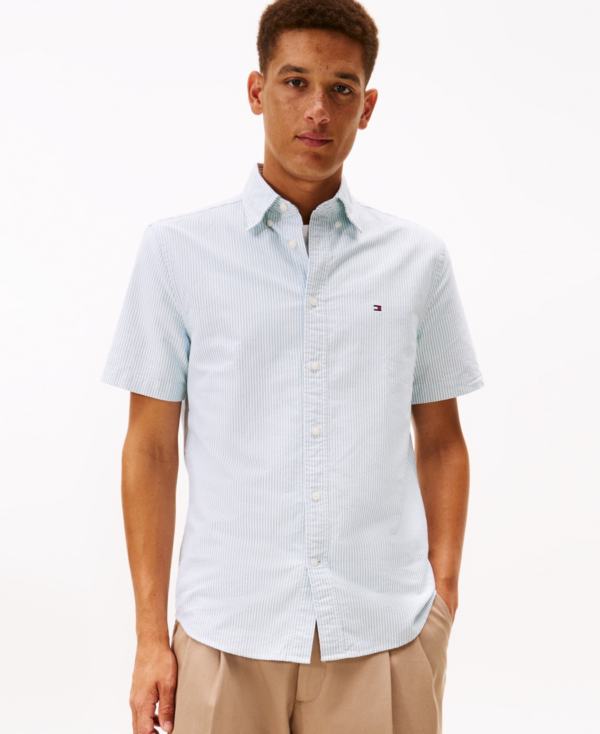 Tommy Hilfiger Men's Heritage Oxford Short Sleeve Shirt In Blue
