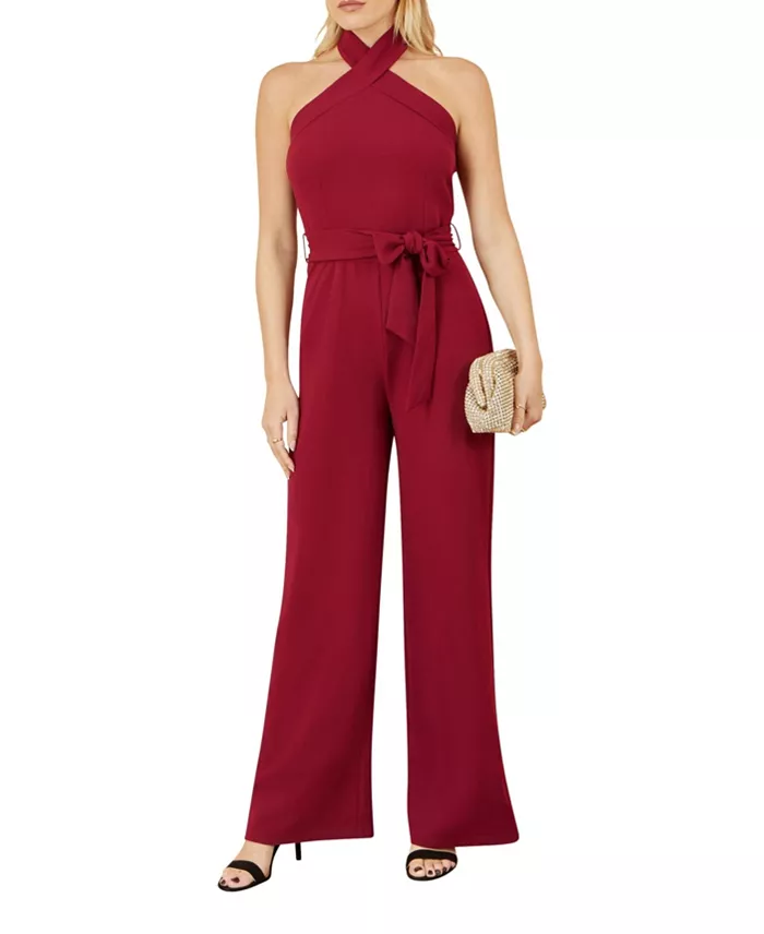 Women's Cross Over Halter Neck Jumpsuit - thumbnail 6