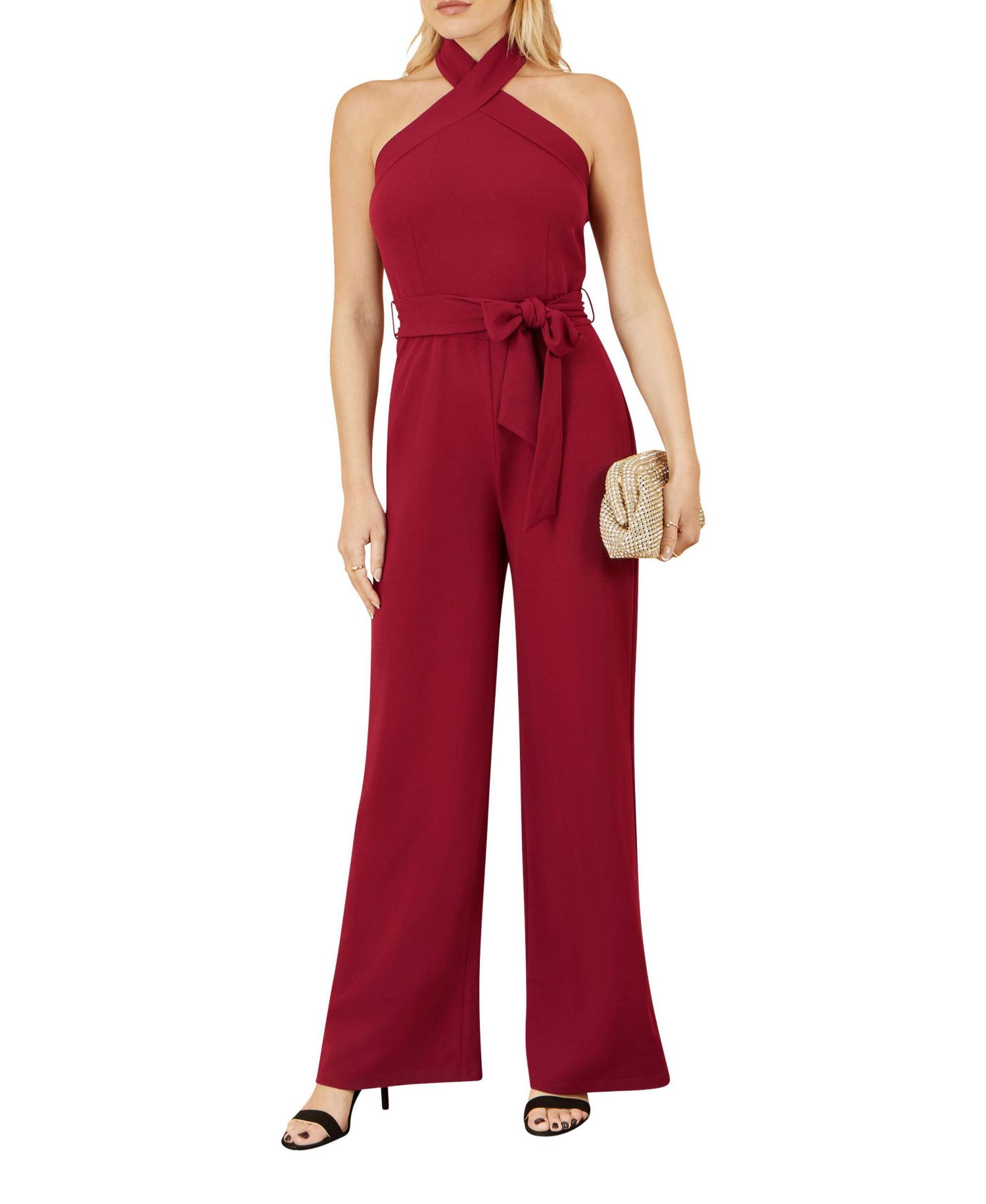 Women's Cross Over Halter Neck Jumpsuit