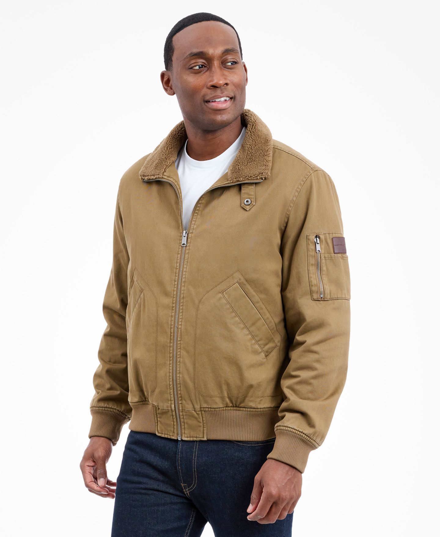 Мужская куртка Lucky Brand Sherpa Collar Flight, цвет: Хаки — фото 7