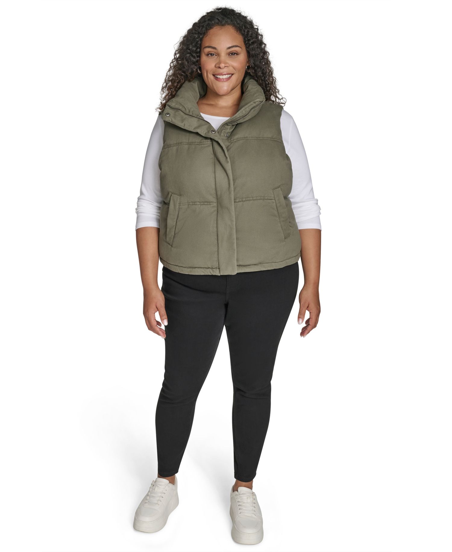 Plus Size Sleeveless Short Puffer Vest