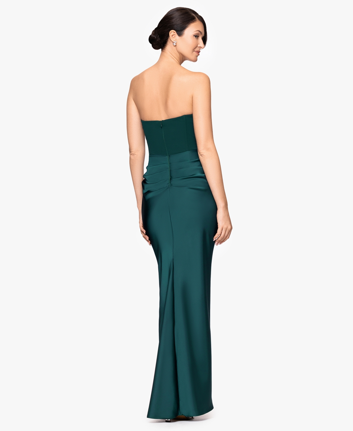 Betsy & Adam Women's Mixed-media Strapless Corset Gown In Green