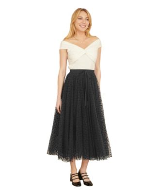 Women's Mesh Heart Print Tulle Skirt