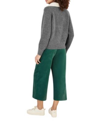 Women's Cord Cropped Wide Leg Pants