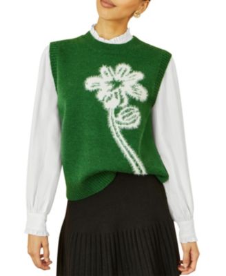 Women's Knitted Floral Sleeveless Sweater Vest