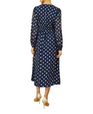 Women's Elegant Foil Print Midi Dress