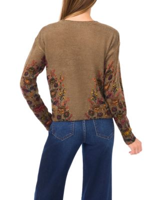 Women's Floral Print Crewneck Sweater