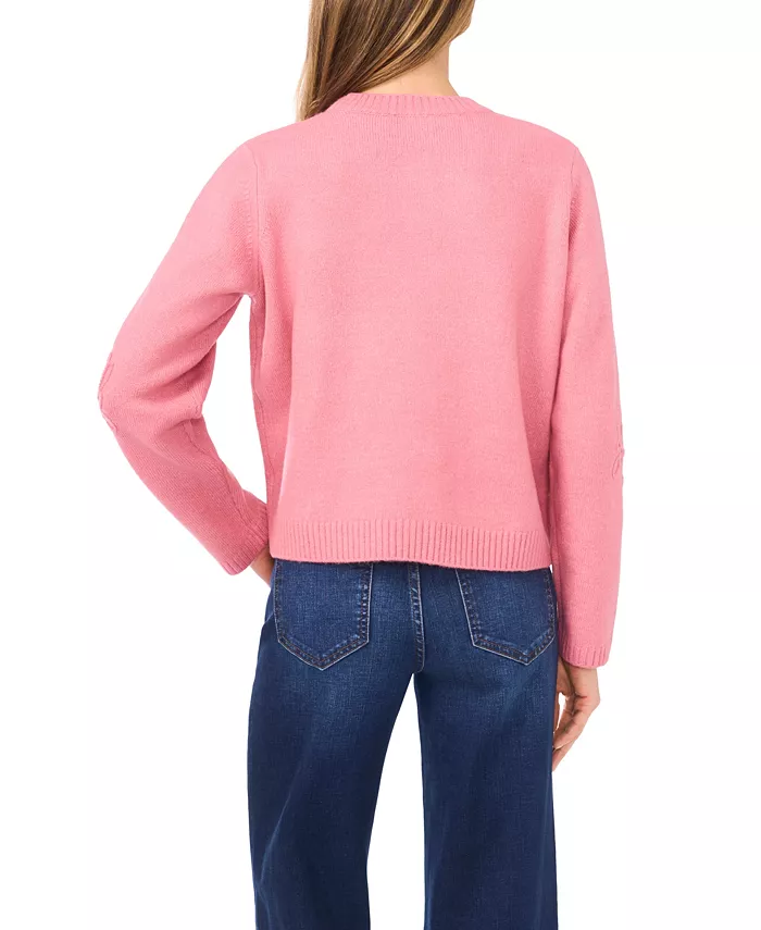 Women's Flower Embroidery Long Sleeves Cardigan Sweater - thumbnail 5