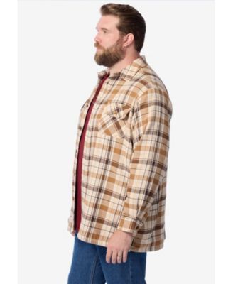 Big & Tall by KingSize Fleece-Lined Flannel Shirt Jacket