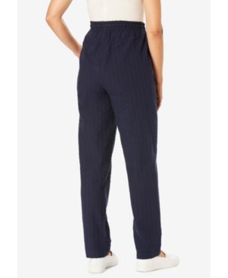 Women's Within Tall Seersucker Pull-On Elastic-Waist Pants