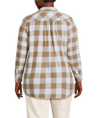 Plus Size Flannel Boyfriend Long Sleeve Shirt