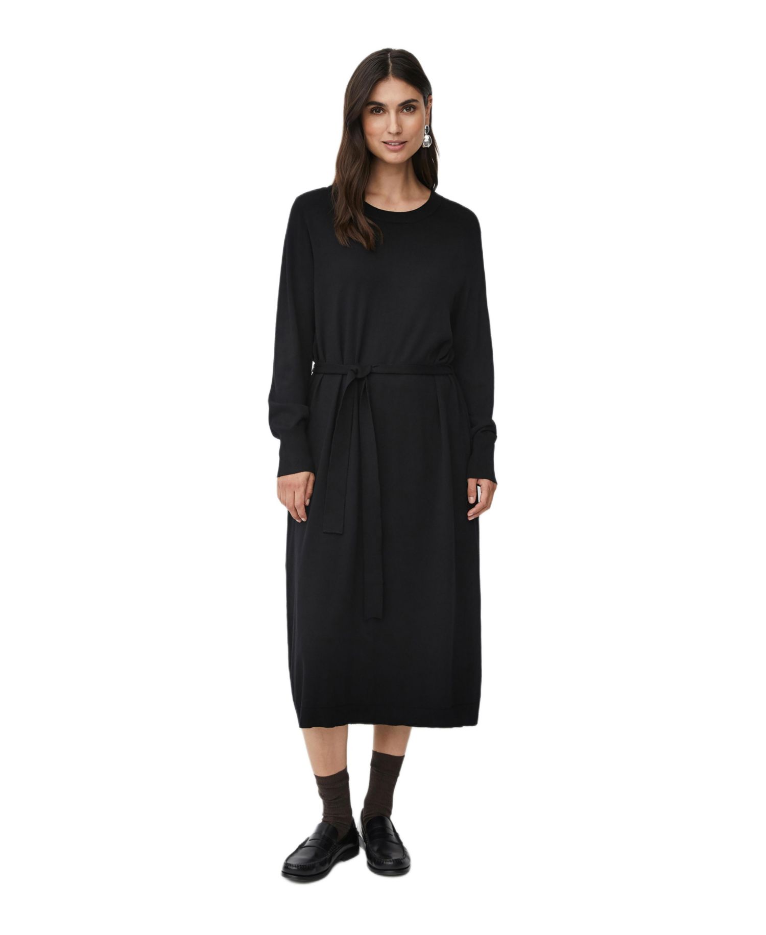 Women's Long Sleeve Belted Waist Dress