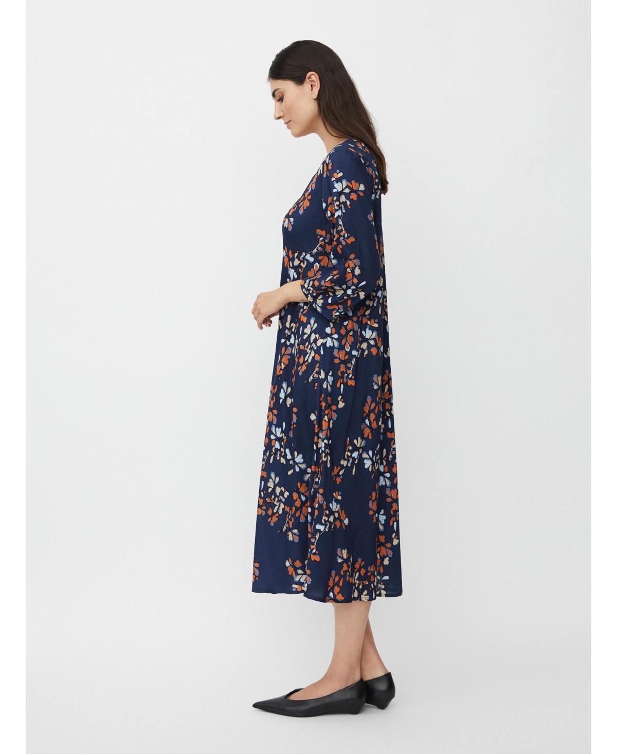 Masai Copenhagen Women's MaNorelle V-Neck 3/4 Sleeve Midi Dress