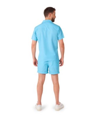 Men's Summer Set - 2 Piece Beach Wear set - Light Cool Blue - Matching Shirt and Shorts