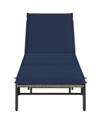 Sun Lounger Grey, Navy Blue PE rattan, Powder-coated steel Standard