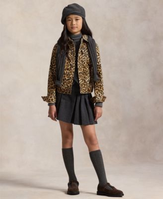 Girls' 7-16 Leopard-Print Trucker Jacket