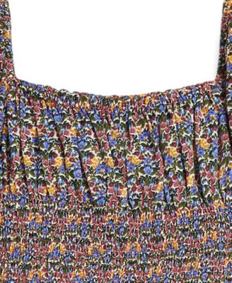 Girls' 7-16 Floral Smocked Top and Skirt, 2-Piece Set