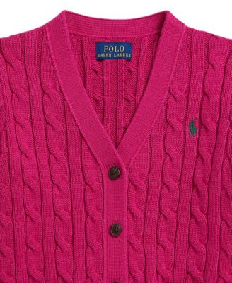Girls' 2T-6X Cable V-Neck Cardigan
