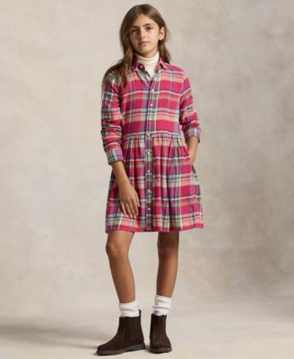 Polo Ralph Lauren - Girls 7-16 Long Sleeve Shirred Waist Dress
