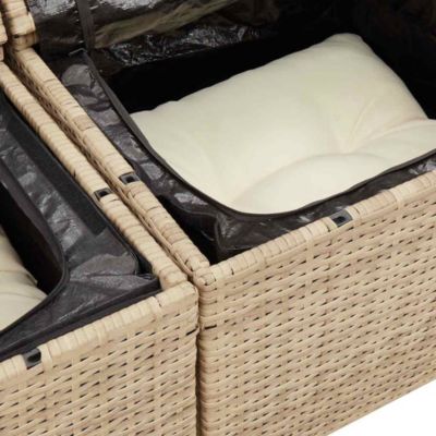 Garden Sofa Beige PE rattan, powder-coated steel, solid acacia wood