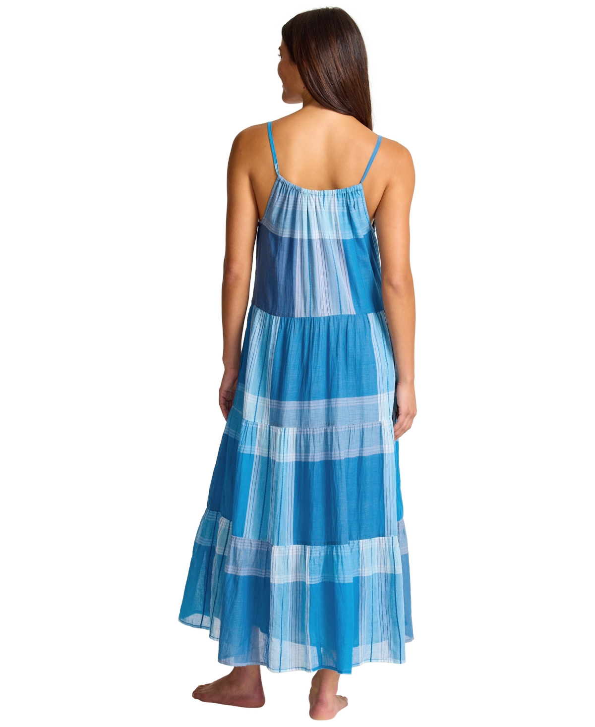 Tommy Bahama Women's Plaid Tiered Midi Dress In Blue