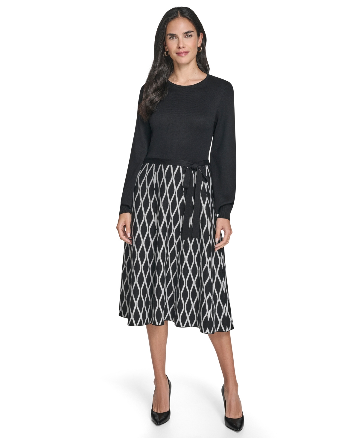 Jessica Howard Women's Fit And Flare Midi Sweater Dress In Multi