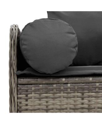 Garden Sofa Grey PE rattan 3-Seater Removable Covers