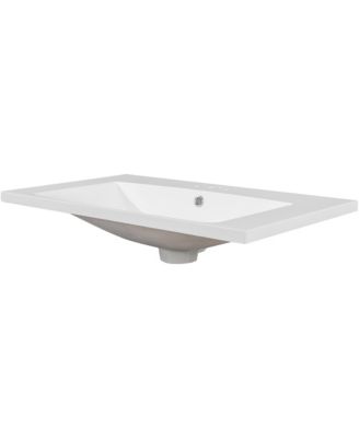 30" Ceramic 3-Faucet-Hole Single Bathroom Vanity Top with Basin