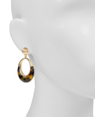 Resin Tortoise Matte Gold-Tone Doorknocker Earrings