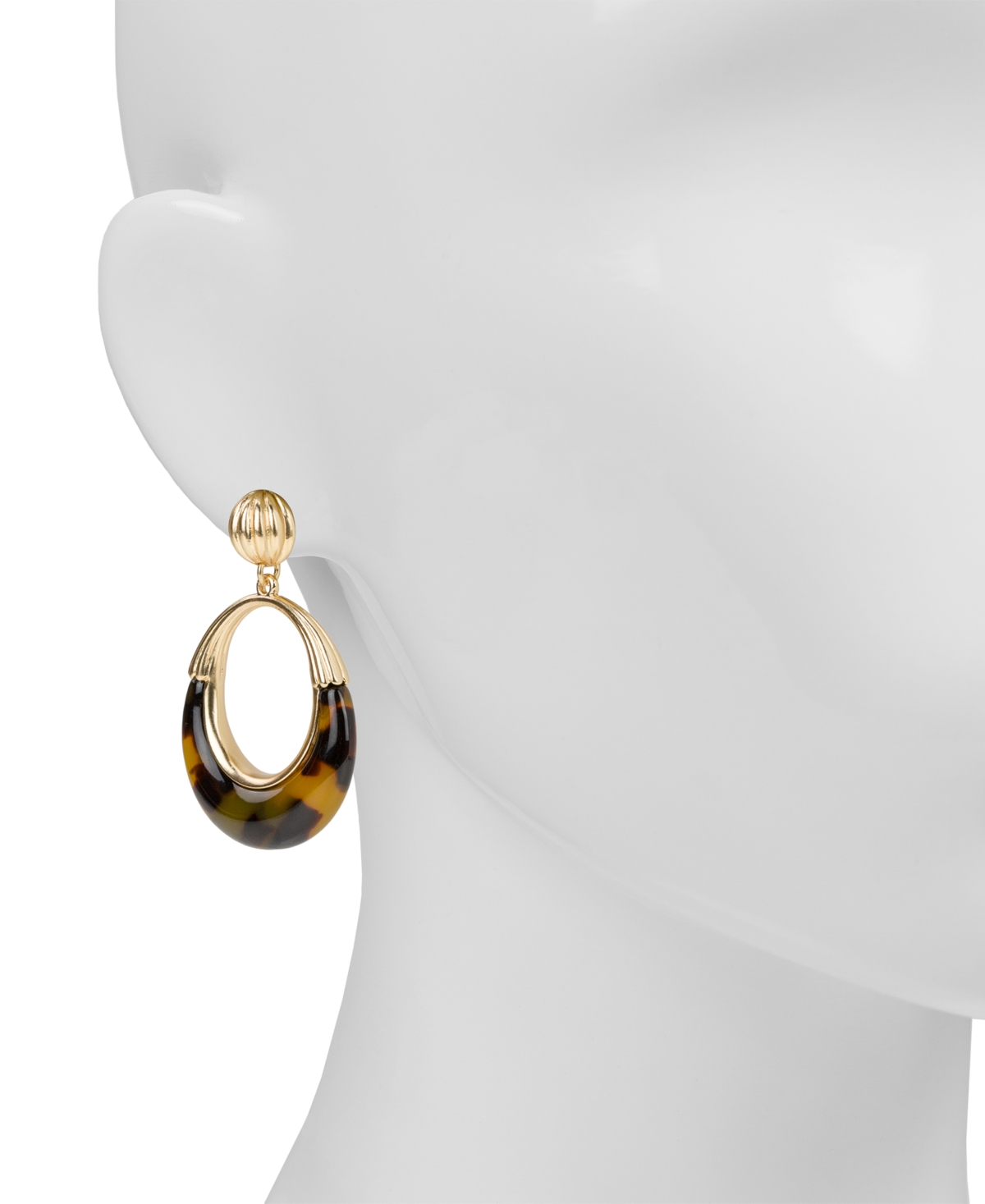 Patricia Nash Resin Tortoise Matte Gold-Tone Doorknocker Earrings
