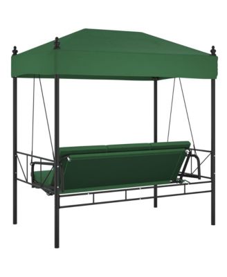Garden Swing Bench Green Powder-Coated Steel Large