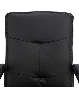 High Back Tufted Faux Leather Adjustable Office Chair in Black