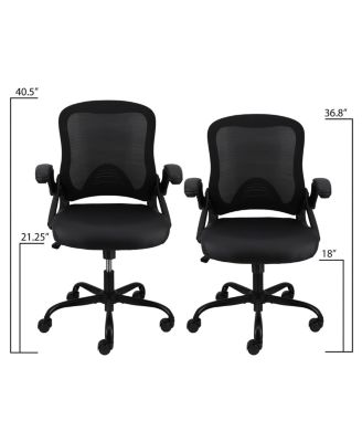 Mid Back Adjustable Mesh and Fabric Office Chair in Black