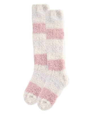 Women's Multi-Stripe Teddy Bear Plush Knee High Socks