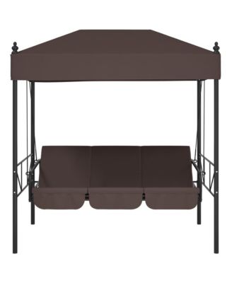 Garden Swing Bench Coffee brown Powder-coated steel, Polyester