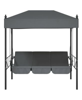 Garden Swing Bench Dark Grey Powder-Coated Steel, Polyester